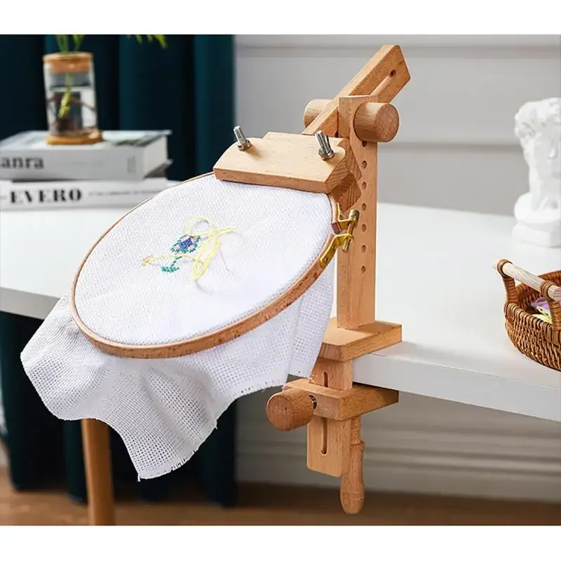 Embroidery Hoop Stand - 360 ° Regulowany, obrotowy, drewniany stojak