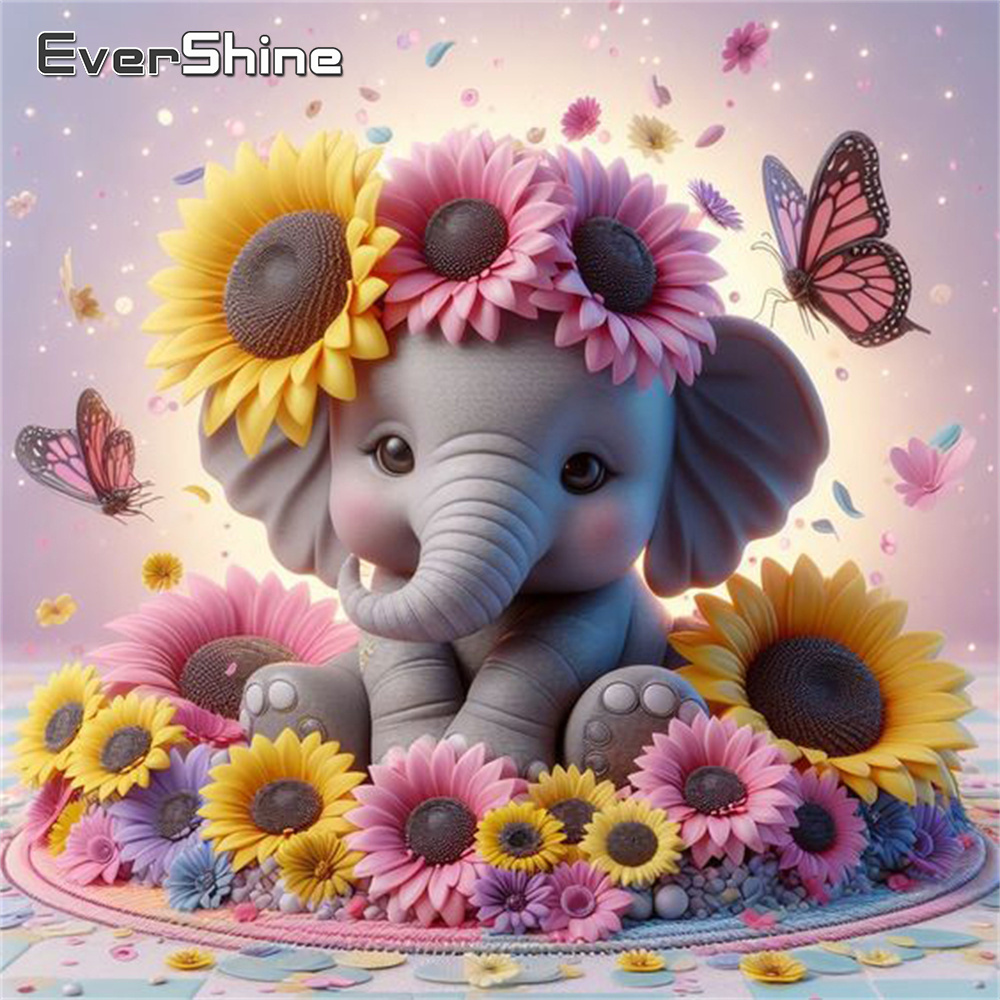 Embroidery Kit Set - Evershine słoń diamentowe malowanie zwierząt krzyż
