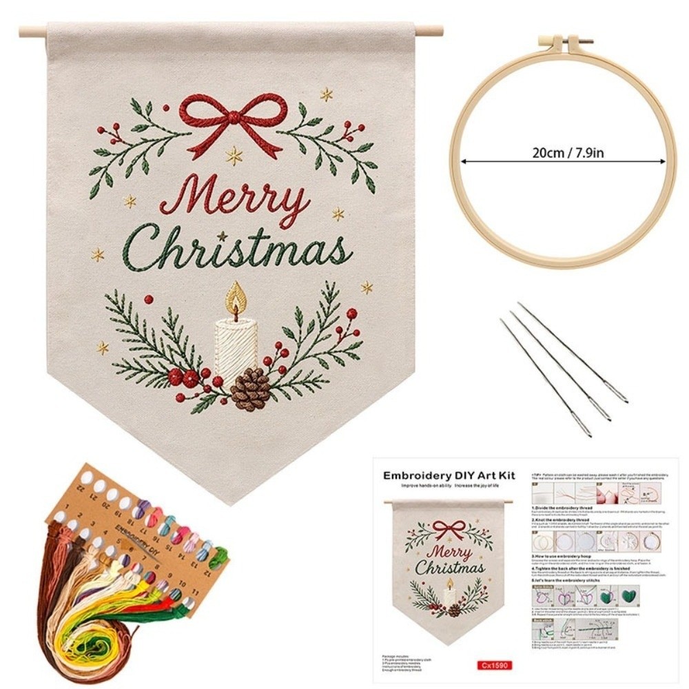 Embroidery Kit Set - Ręcznie robiony zestaw do haftowania świątecznego: